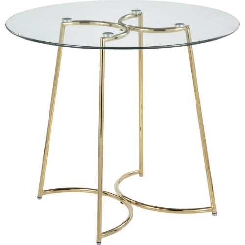 Cece 35" Dinette Table in Gold Steel & Tempered Glass